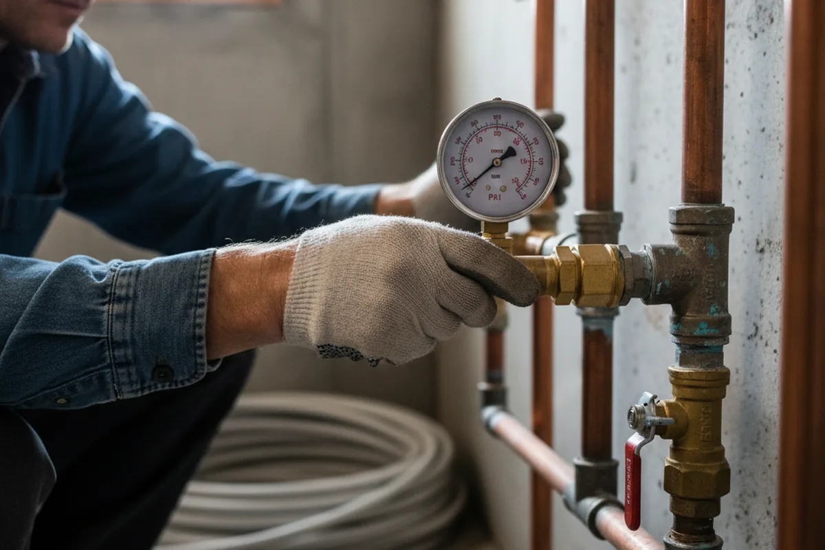 Pressure testing a repaired line during Water Line Repair in Fort Littleton